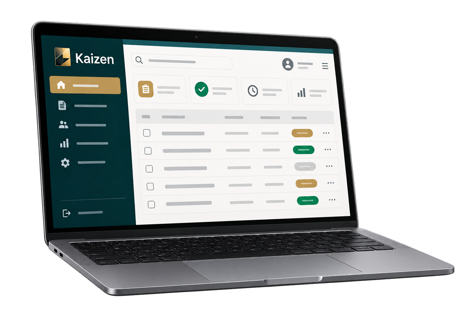 Ilustração do Kaizen Empresarial em um notebook